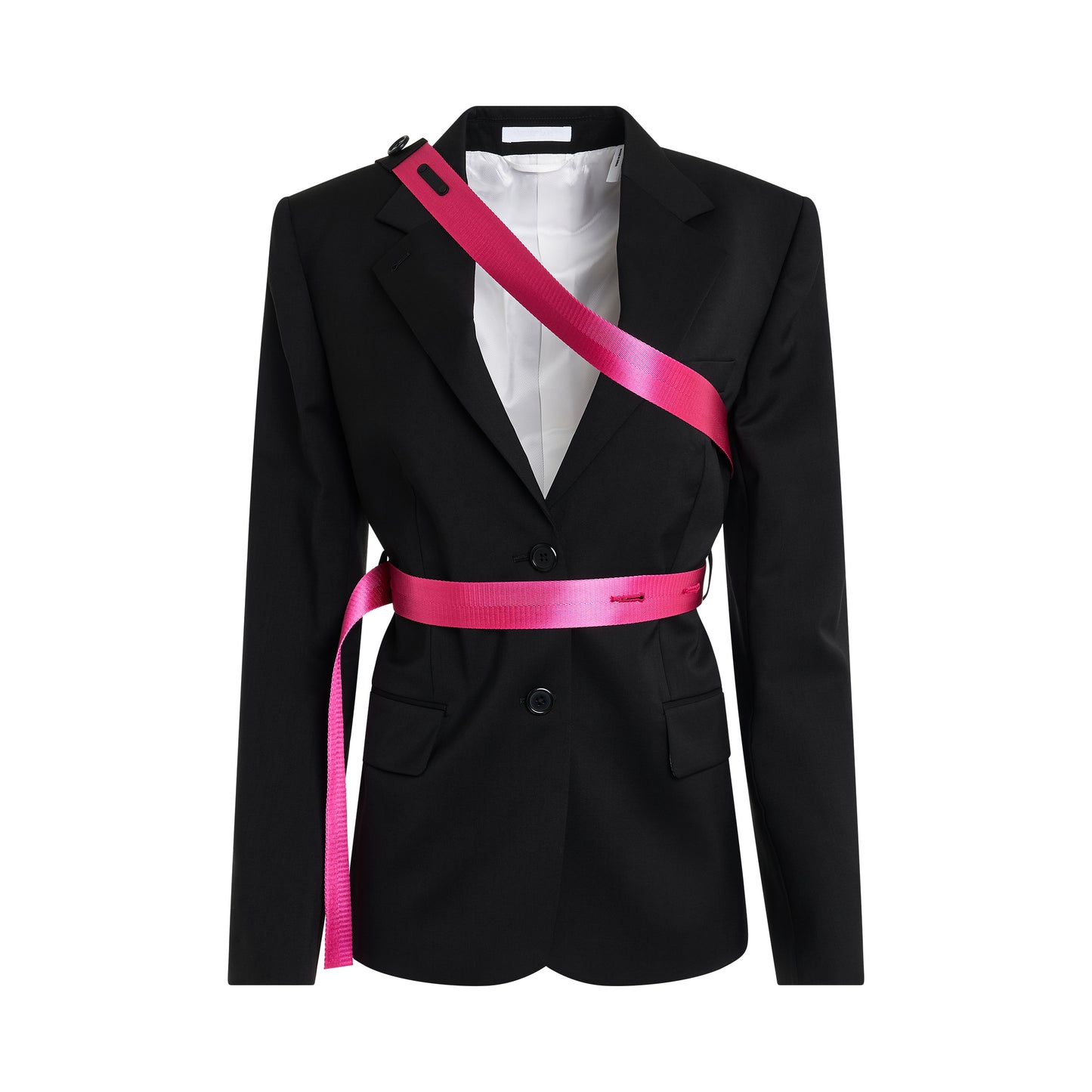 Seatbelt Blazer in Black/Fuchsia