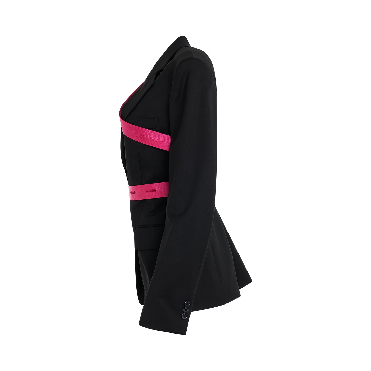 Seatbelt Blazer in Black/Fuchsia