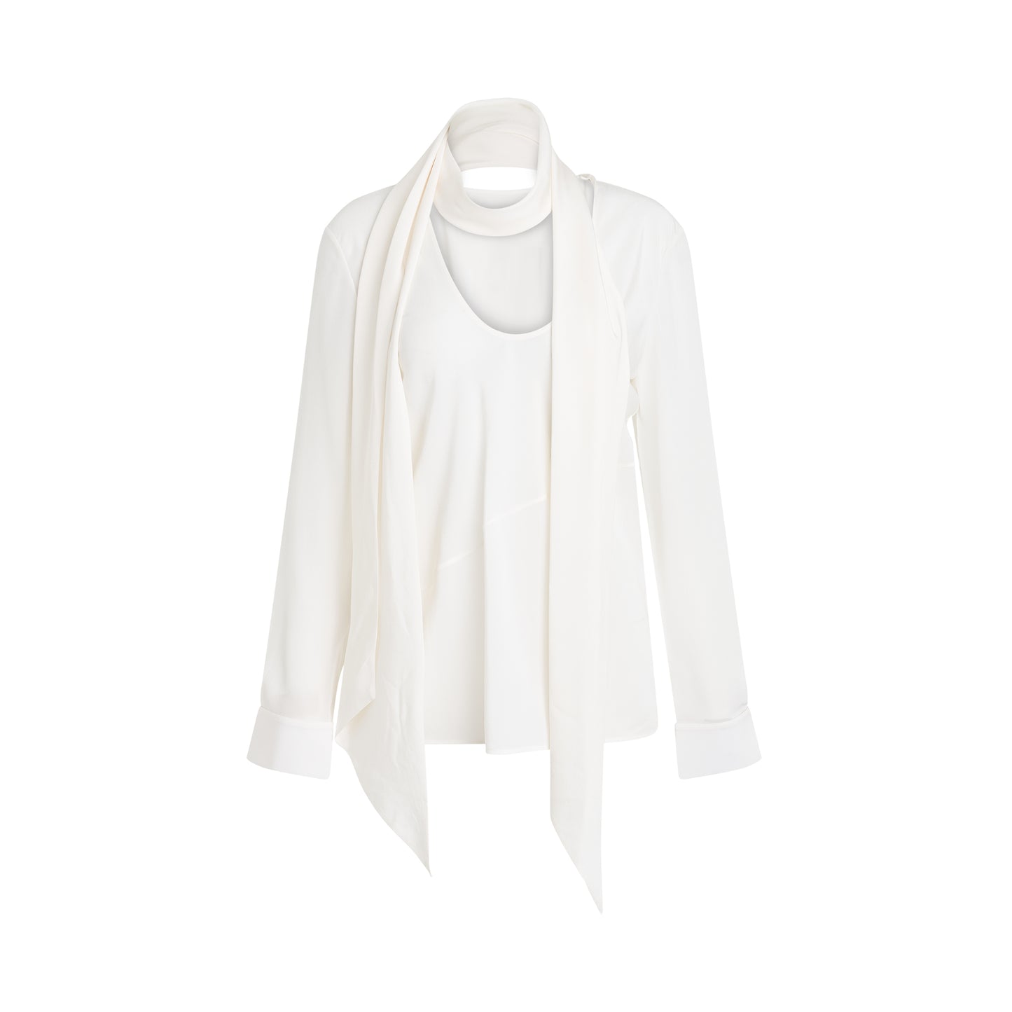 Scarf Silk Blouse in White