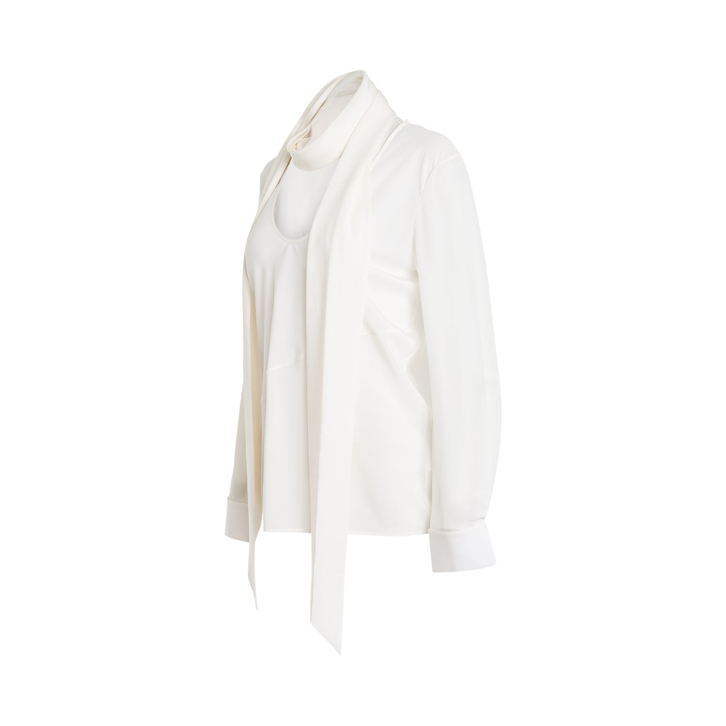 Scarf Silk Blouse in White