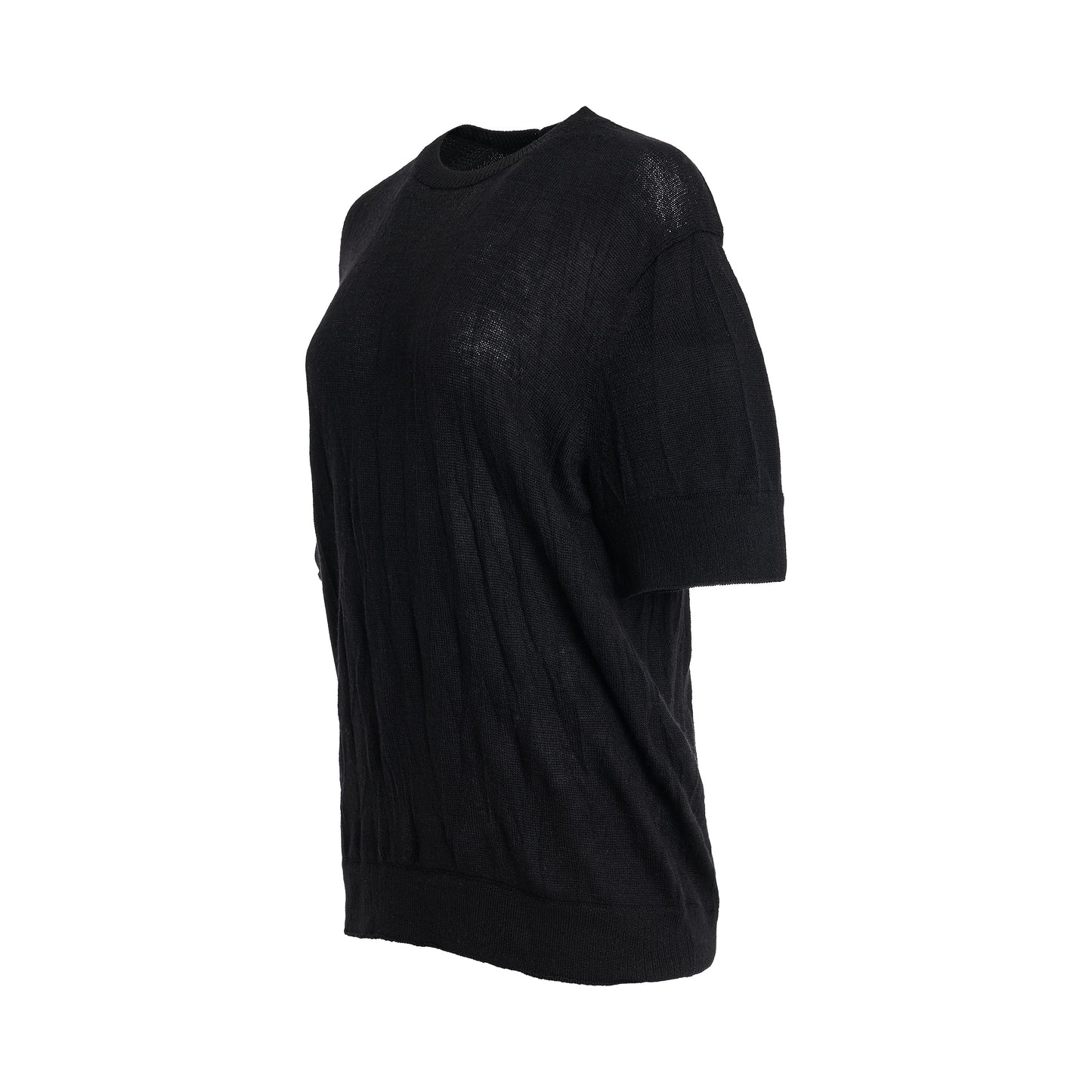 Crushed Knit T-Shirt in Black