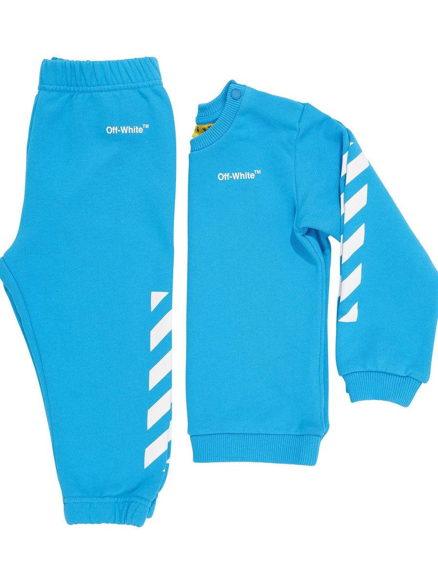 Helvetica Diagonal Sweatshirt Set in Blue/White