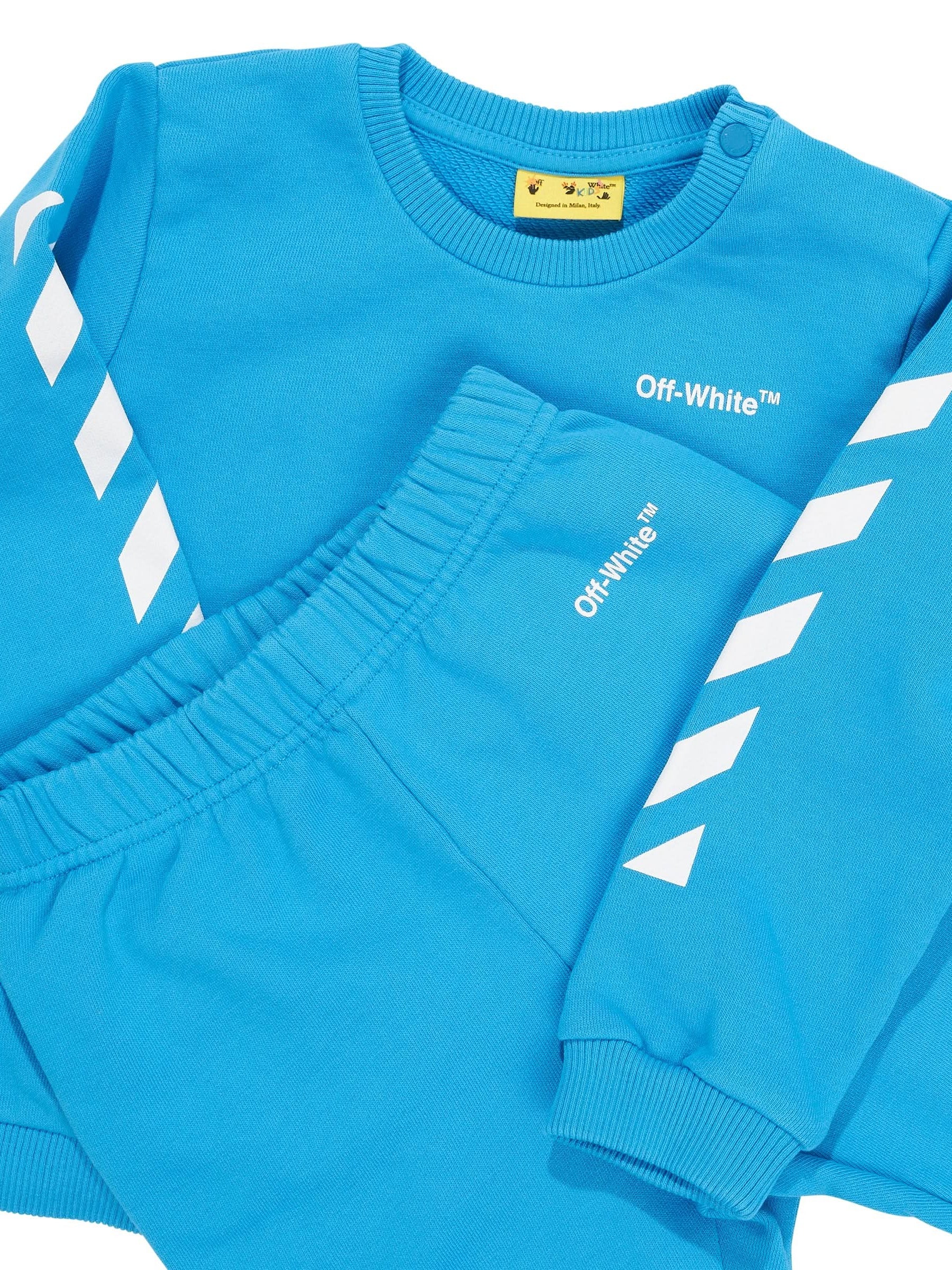 Helvetica Diagonal Sweatshirt Set in Blue/White