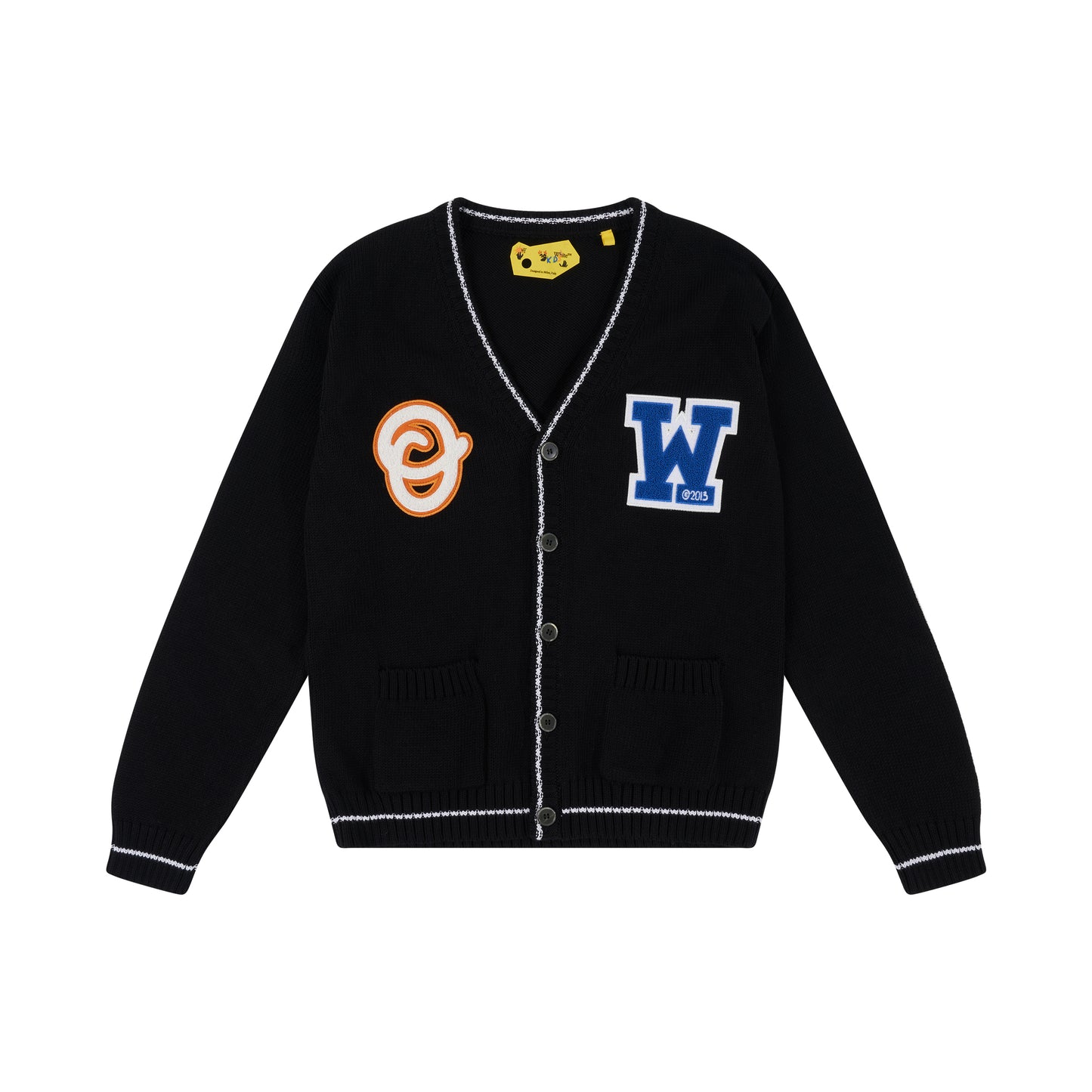 Off White Patch Knit Cardigan in Black/Blue