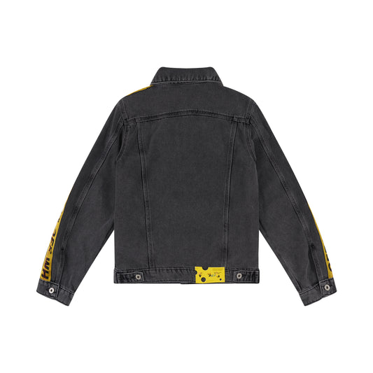 Logo Industrial Denim Jacket in Dark Grey