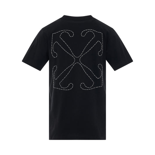 Logo Stitch Slim Fit T-Shirt in Black