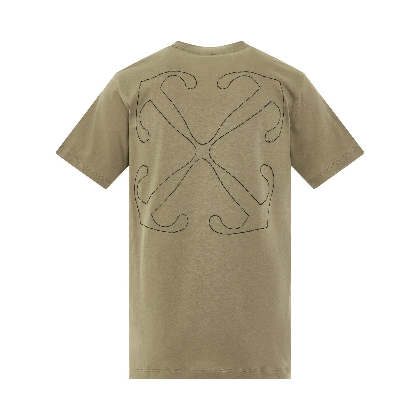 Logo Stitch Slim Fit T-Shirt in Beige