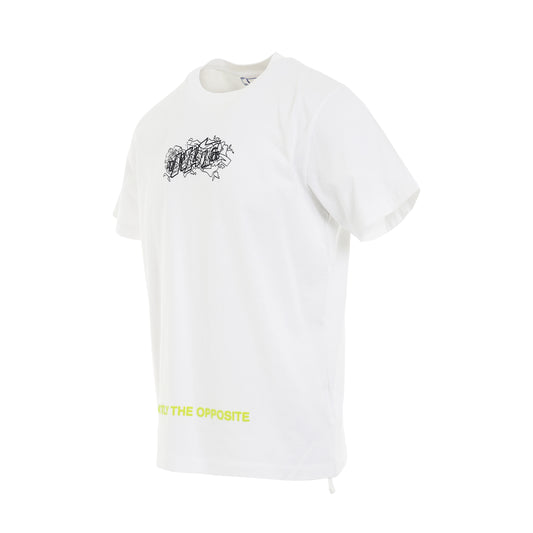 Graffiti Layers Slim T-Shirt in White/Black