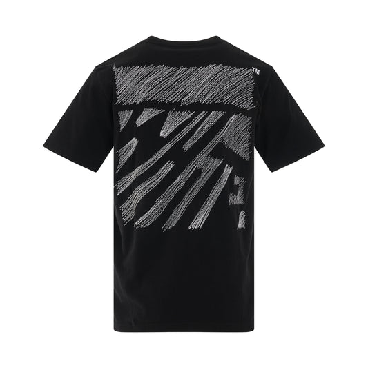 Scribble Diagonal Slim Short Sleeve T-Shirt in Black/White