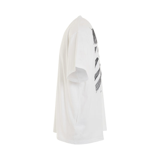 Scribble Diagonal Oversized T-Shirt in White/Black