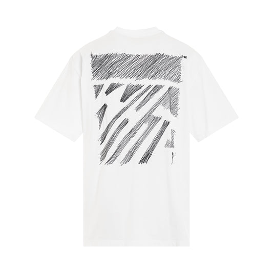 Scribble Diagonal Oversized T-Shirt in White/Black