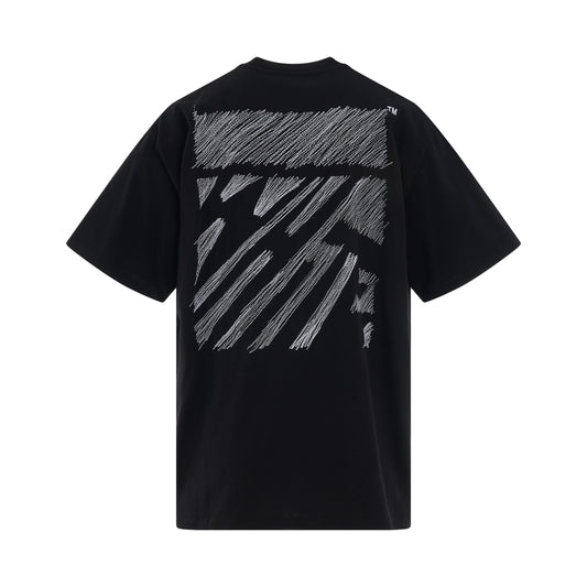 Scribble Diagonal Oversized T-Shirt in Black/White