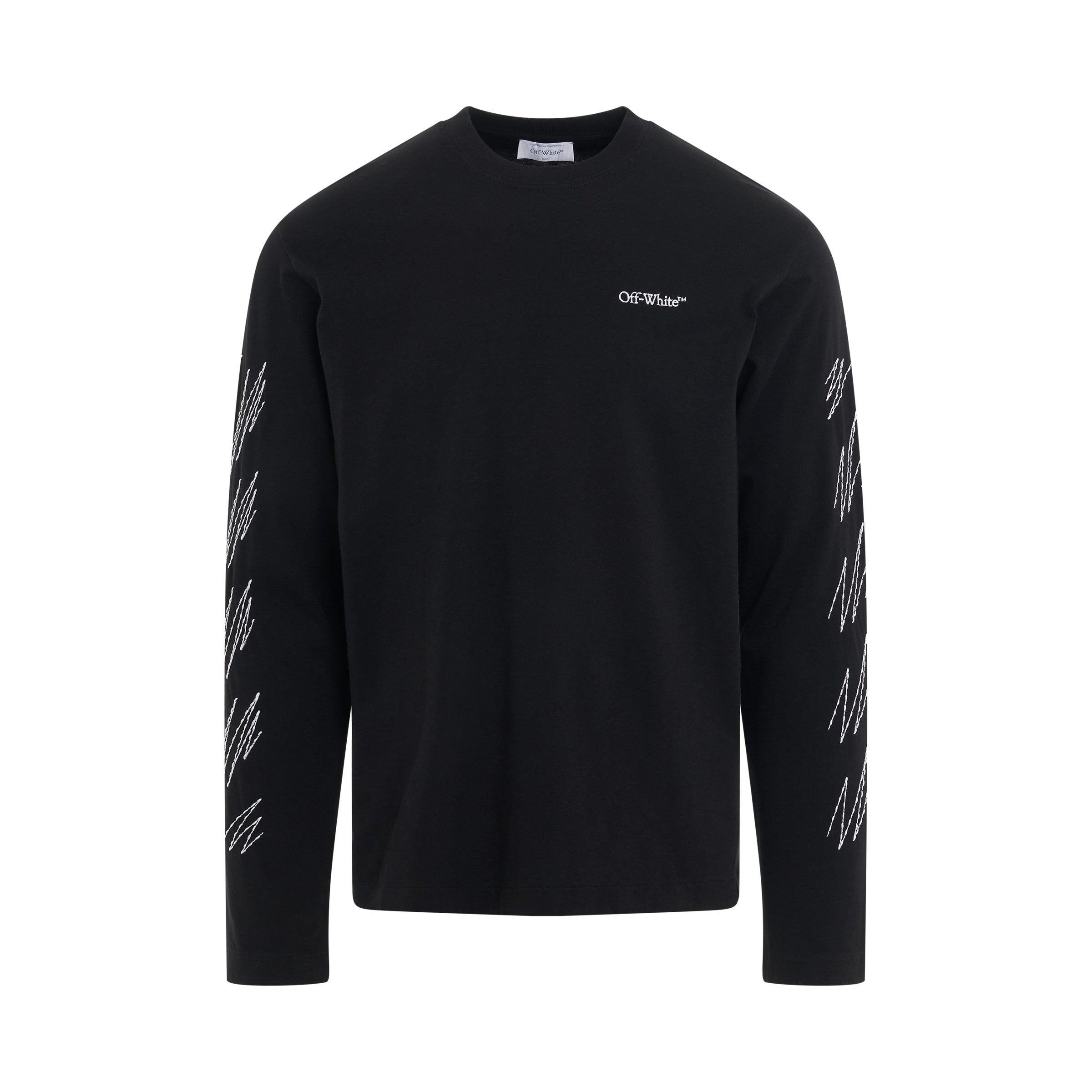 Stitch Diagonal Skate Fit Long Sleeves T-Shirt in Black