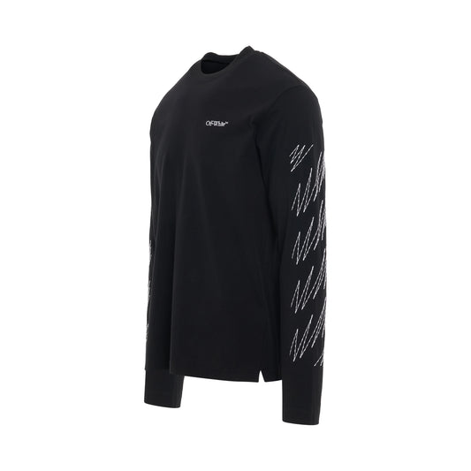 Stitch Diagonal Skate Fit Long Sleeves T-Shirt in Black