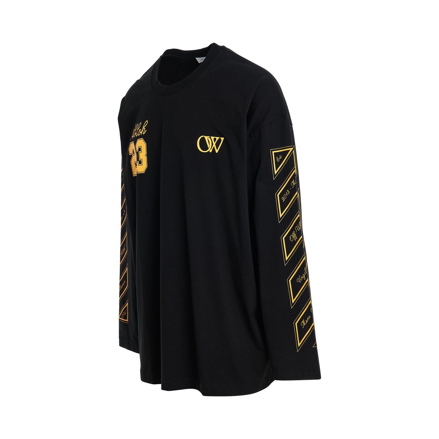 23 Logo Wide Long Sleeve T-Shirt in Black Gold