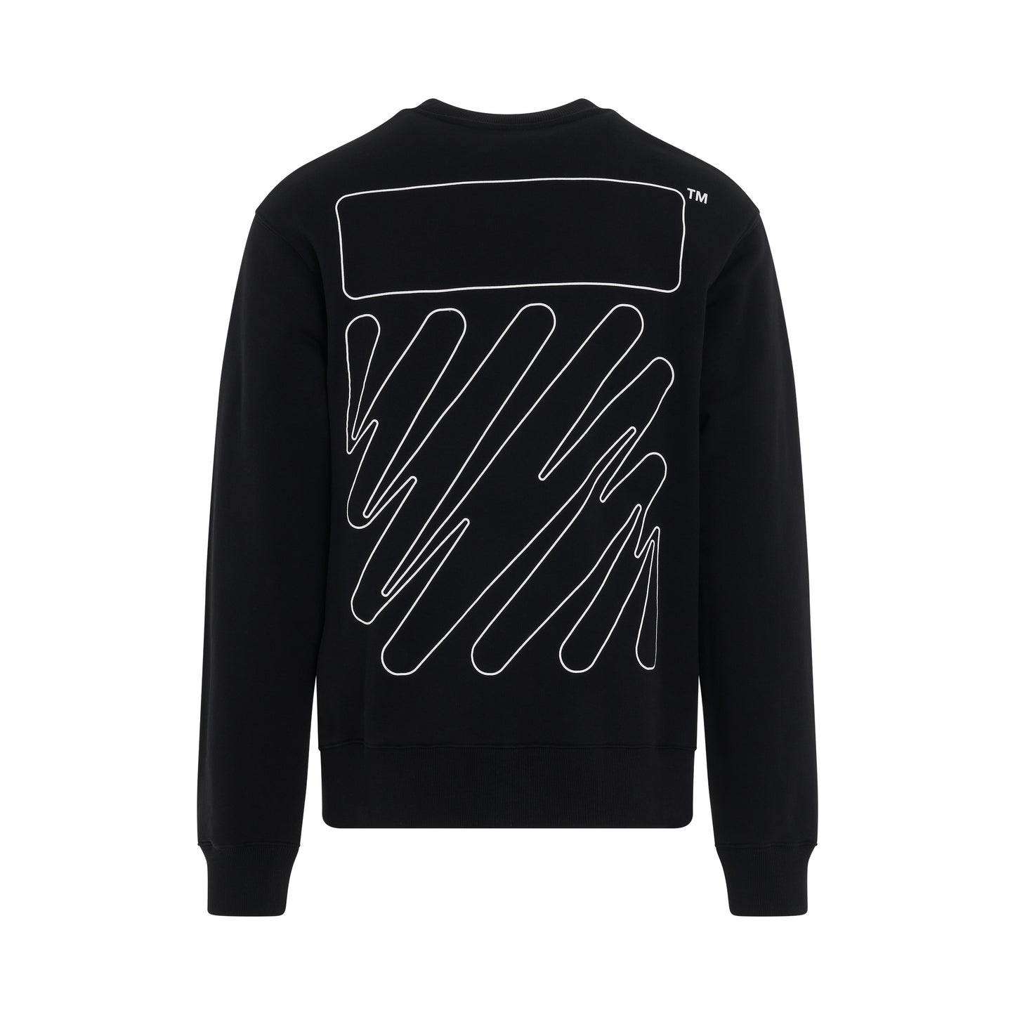 Wave Outline Diagonal Slim Crewneck Sweatshirt in Black/White