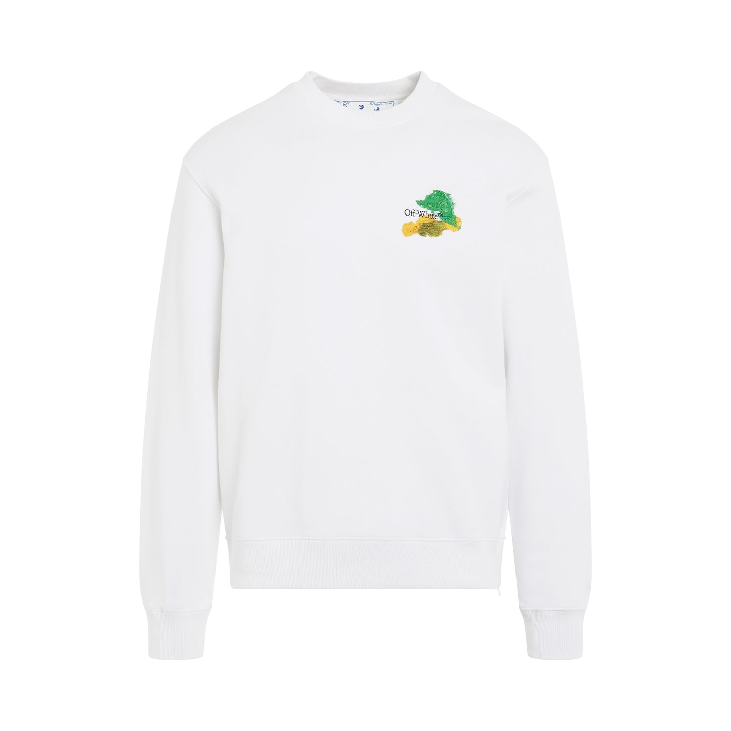 Brush Arrow Slim Crewneck Sweatshirt in White/Multicolour
