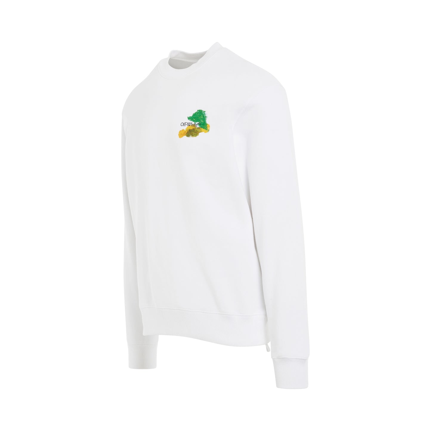 Brush Arrow Slim Crewneck Sweatshirt in White/Multicolour