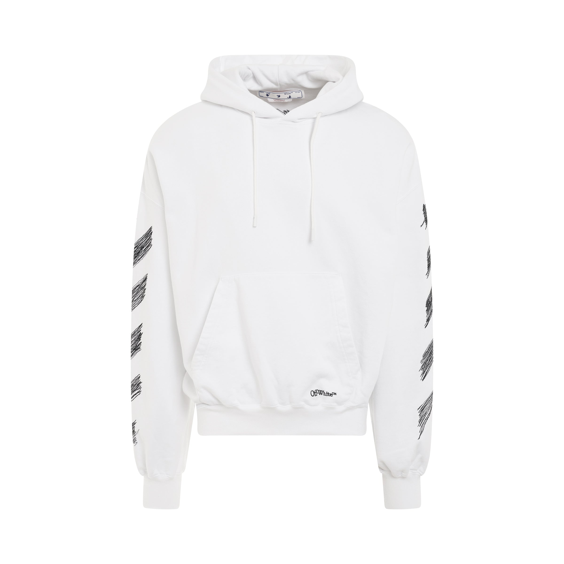 Scribble Diagonal Boxy Hoodie in White/Black