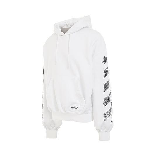 Scribble Diagonal Boxy Hoodie in White/Black