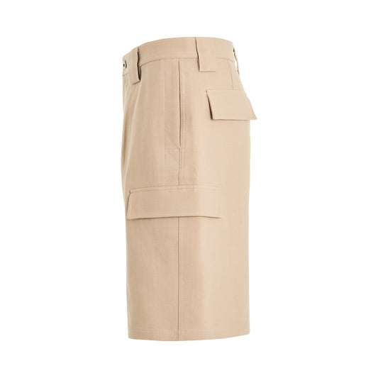 Linen Cargo Short in Sand