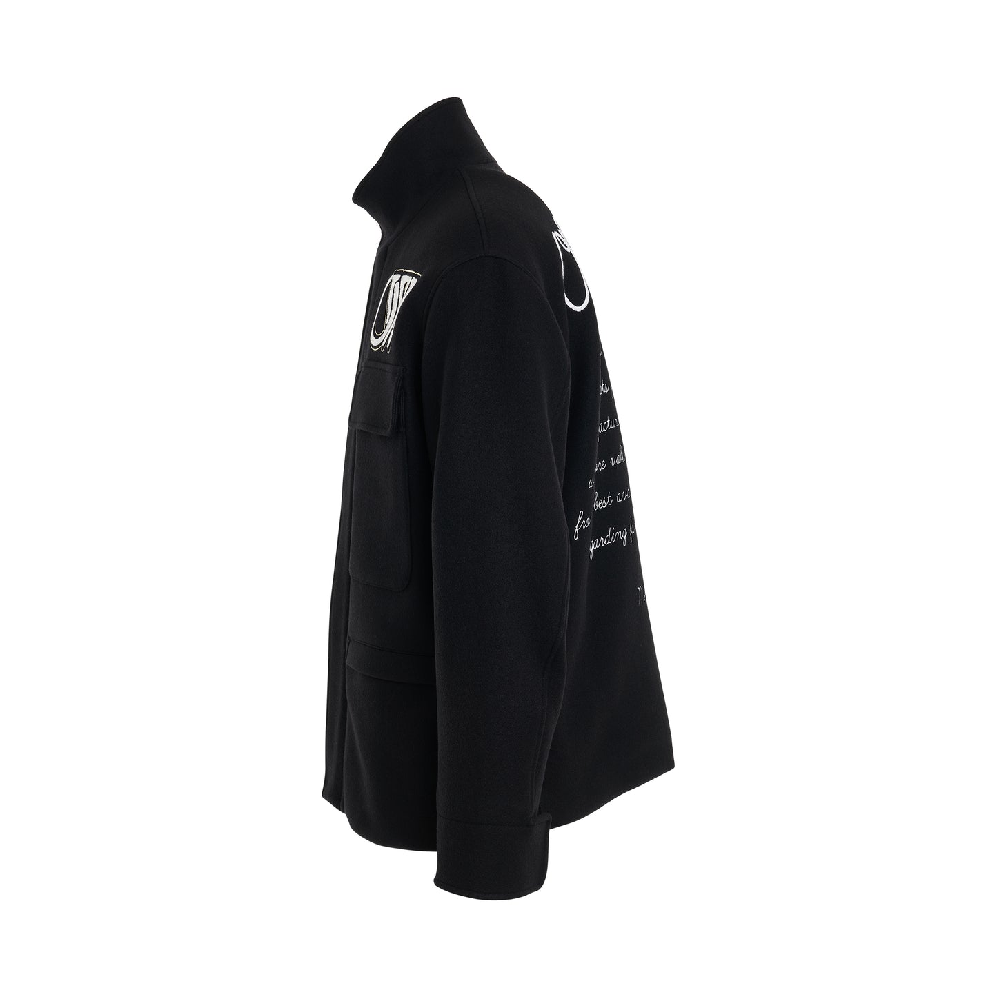 Wool Varsity Field Jacket in Black/White