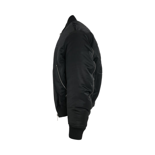 Arrow Nylon Bomber Jacket in Black