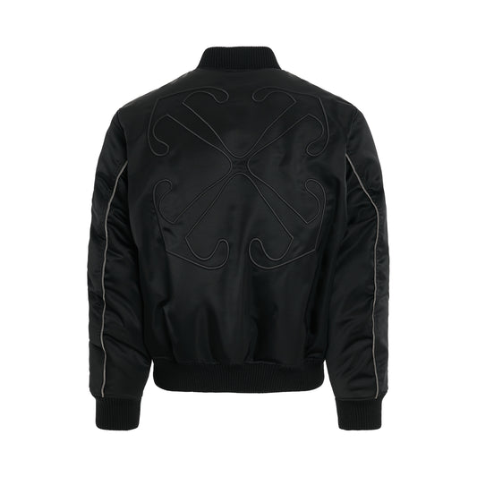 Arrow Nylon Bomber Jacket in Black