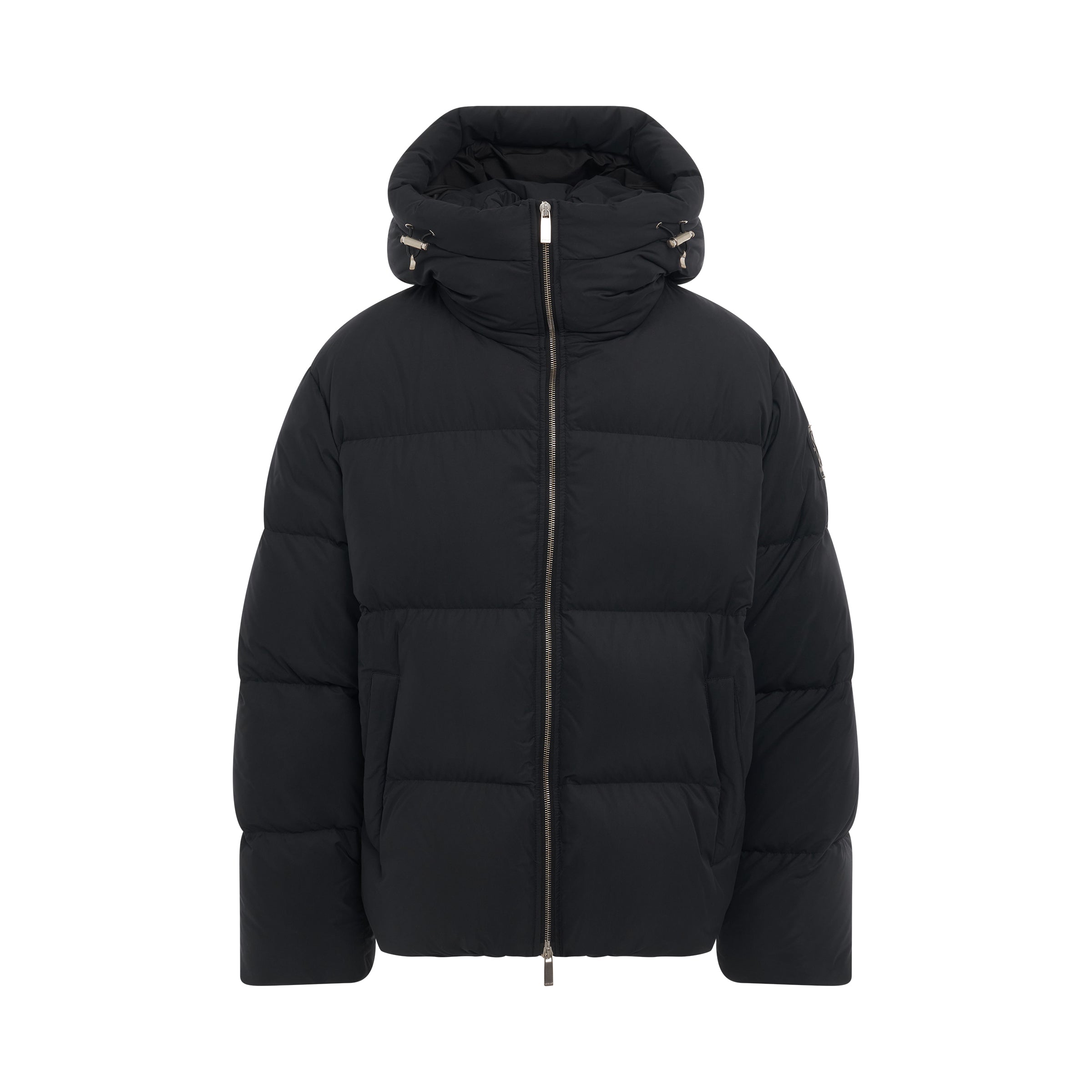 Patch Arrow Down Puffer in Black