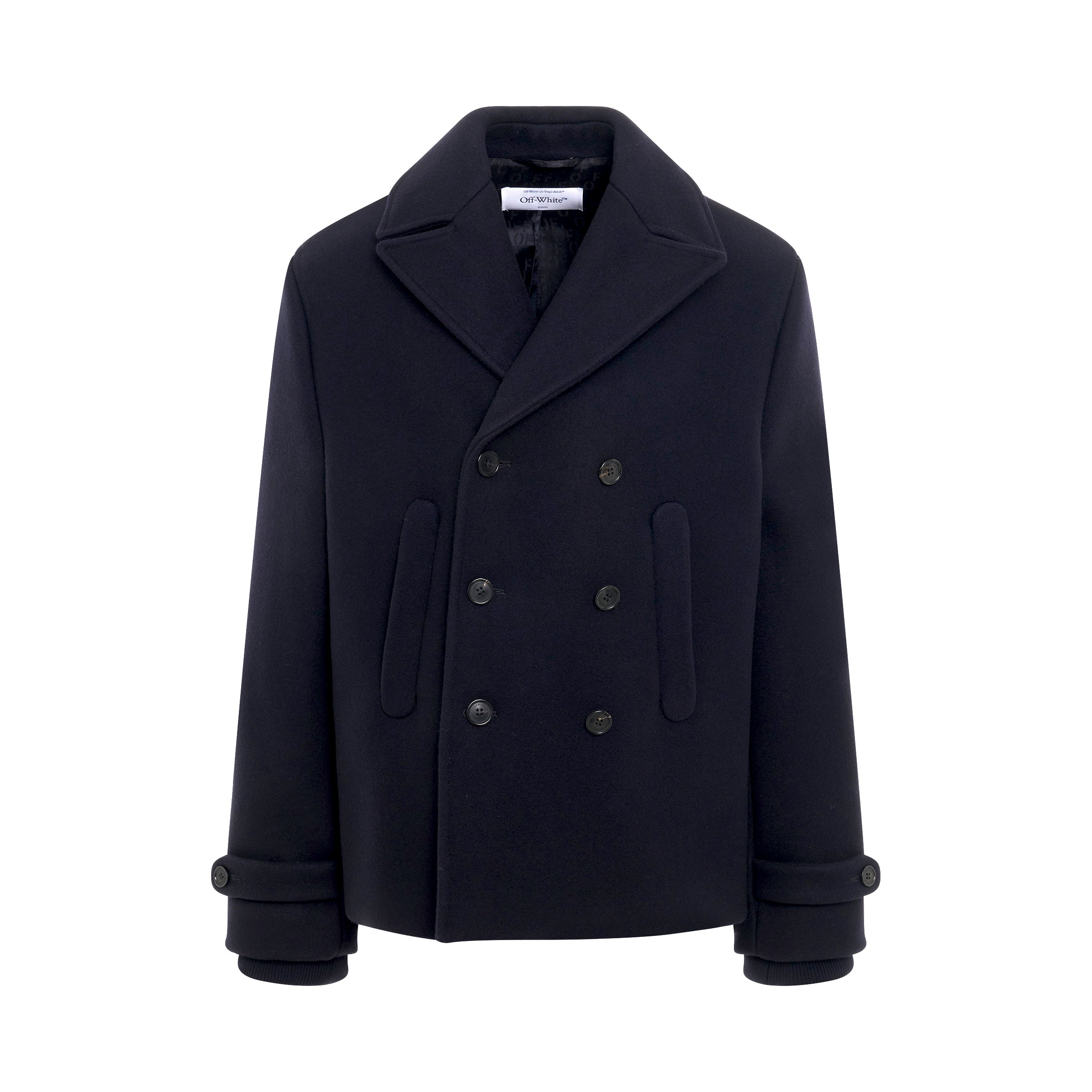 Arrow Embroidered Double Wool Peacoat