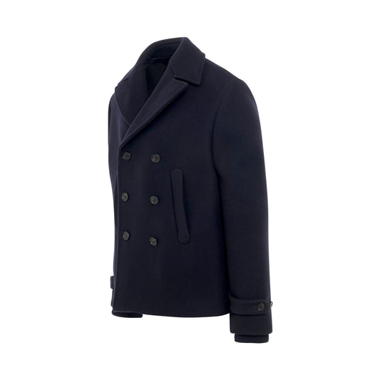 Arrow Embroidered Double Wool Peacoat