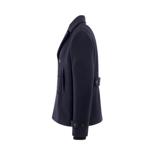 Arrow Embroidered Double Wool Peacoat