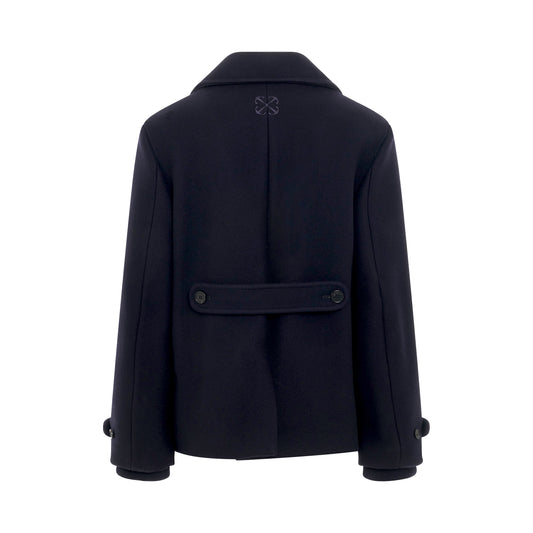 Arrow Embroidered Double Wool Peacoat