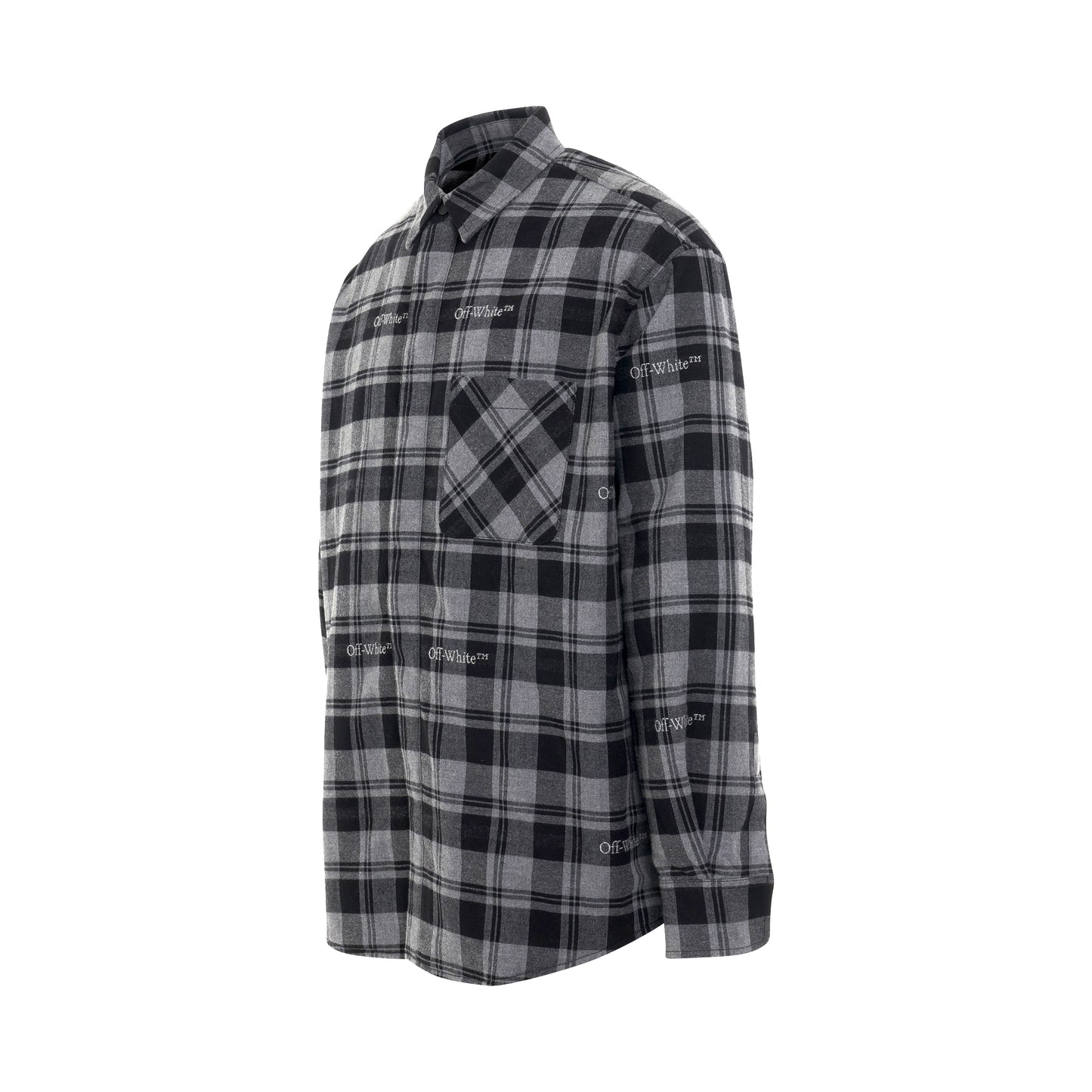 Check Flannel Padded Overshirt in Dark Grey