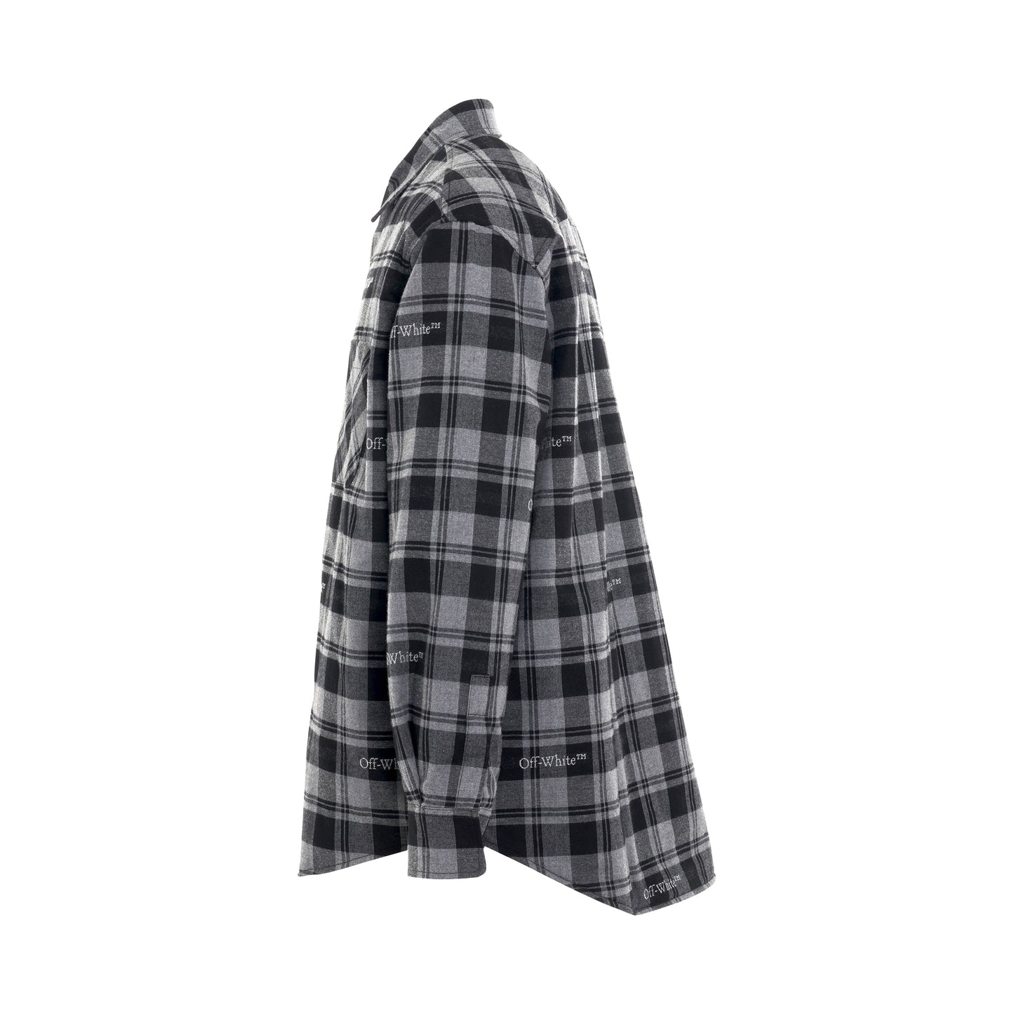 Check Flannel Padded Overshirt in Dark Grey