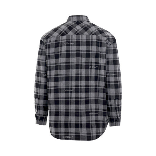 Check Flannel Padded Overshirt in Dark Grey