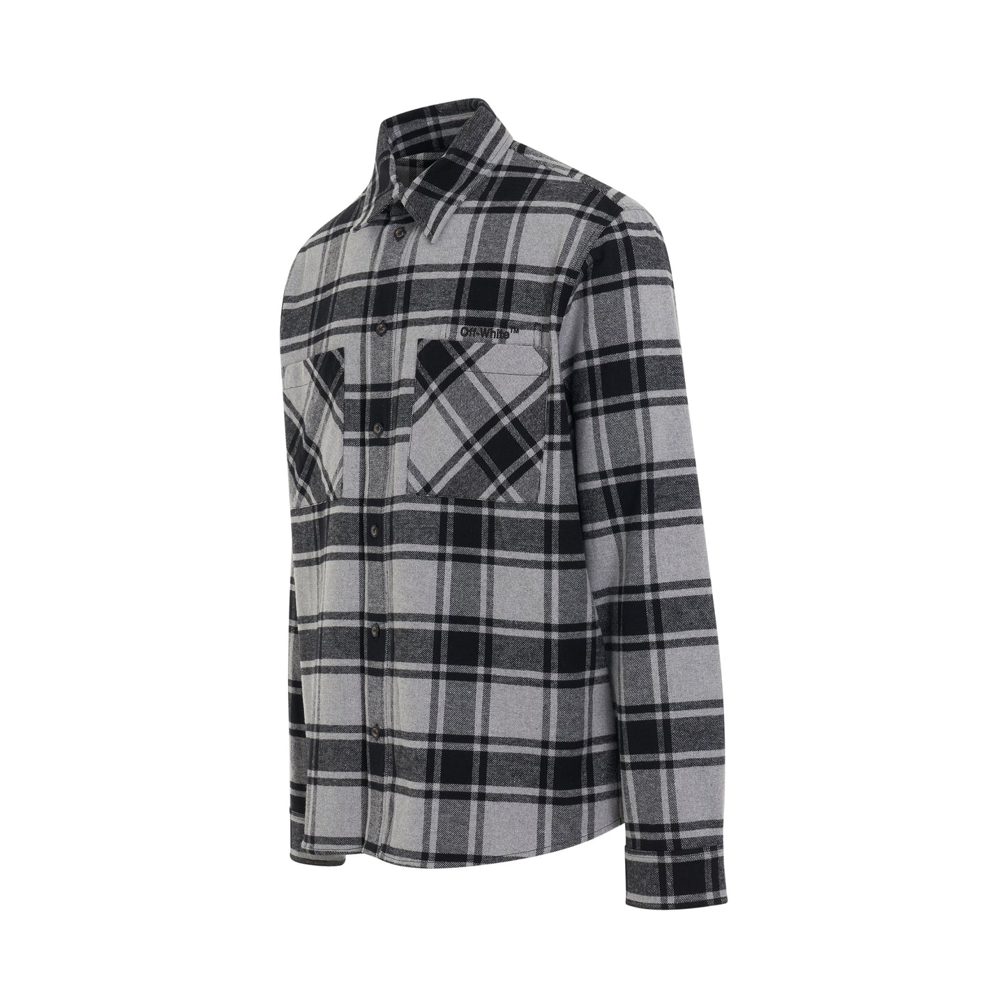 Outline Arrow Flannel Shirt in Melange Grey/Black