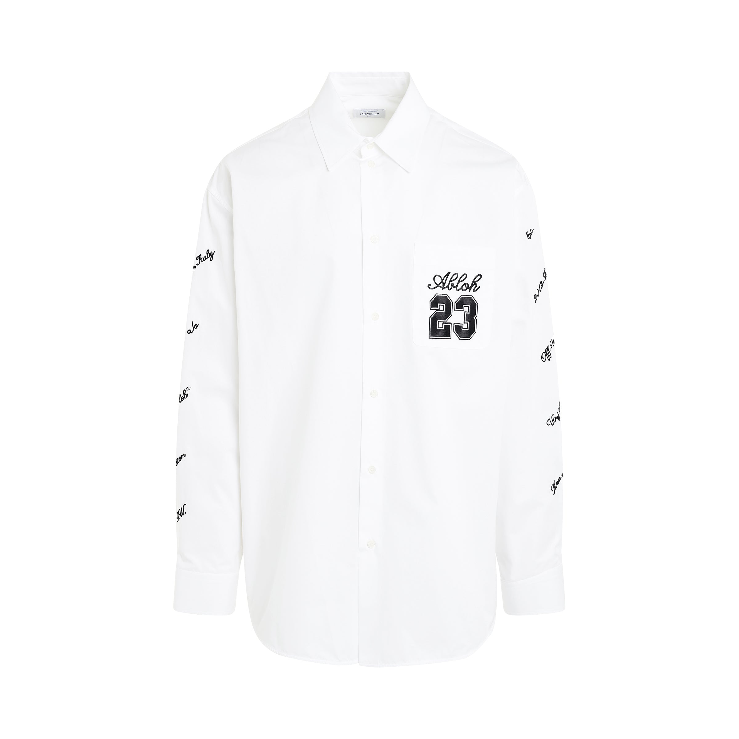 23 Logo Veavy Cotton Overshirt in White/Black