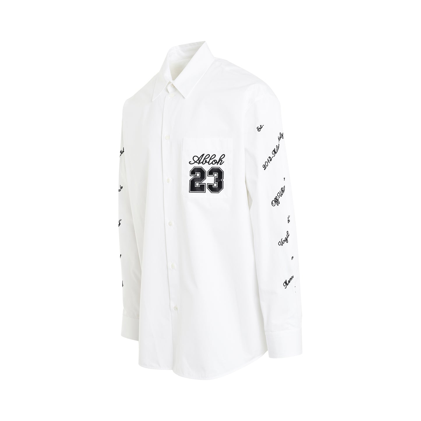 23 Logo Veavy Cotton Overshirt in White/Black