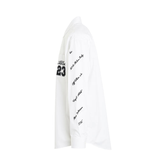 23 Logo Veavy Cotton Overshirt in White/Black