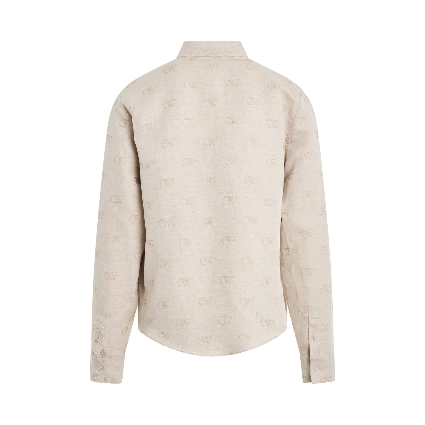 Linen Jacquard Long Sleeve Shirt in Cream