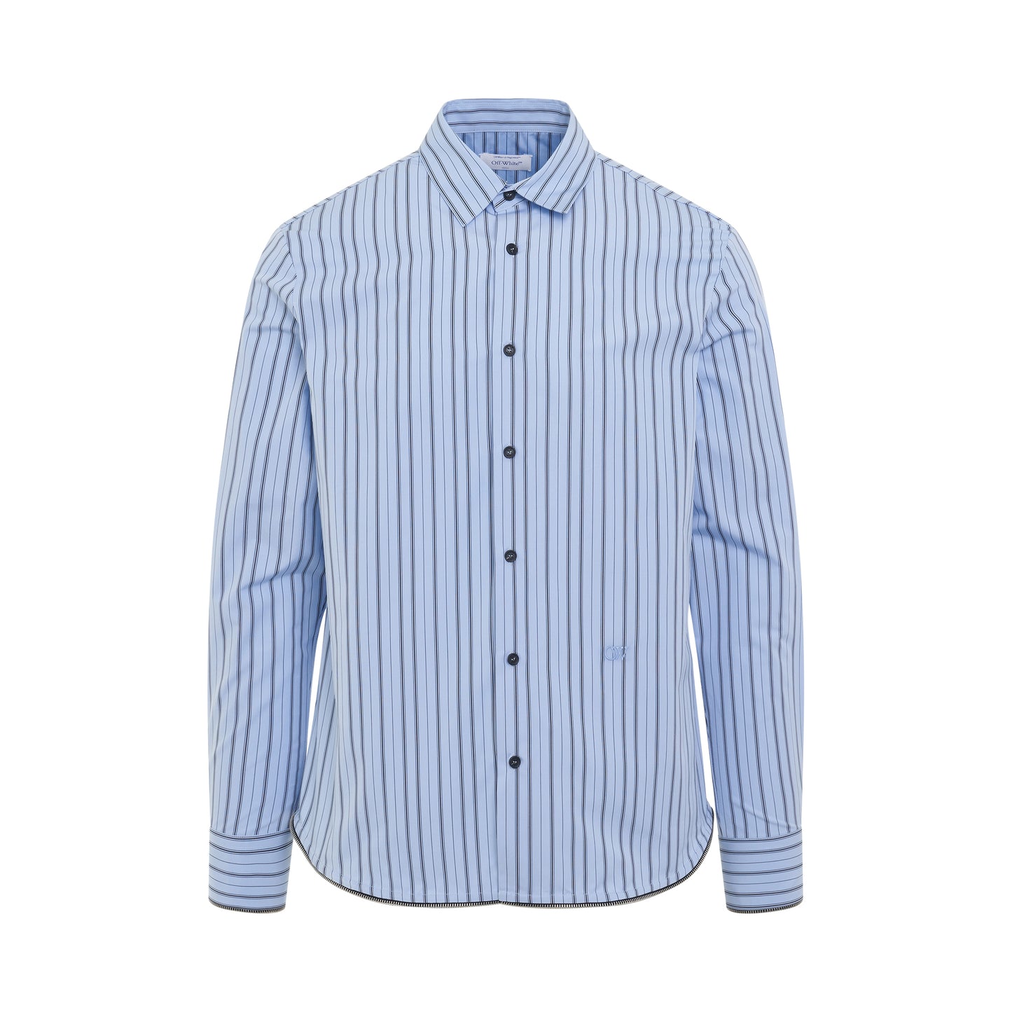 OW Embroidered Zip Round Shirt in Placid Blue