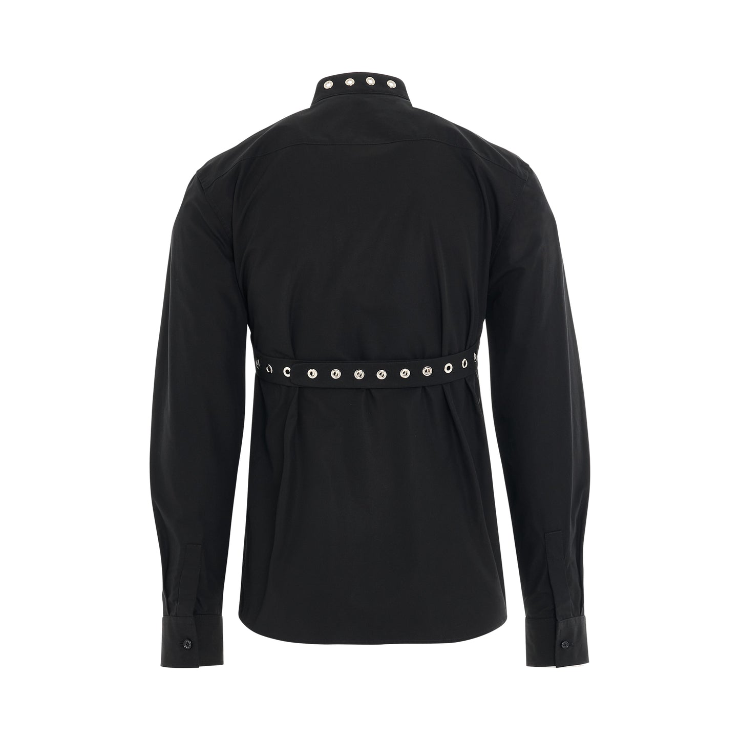 Eyelet Heavycot Collar Shirt in Black