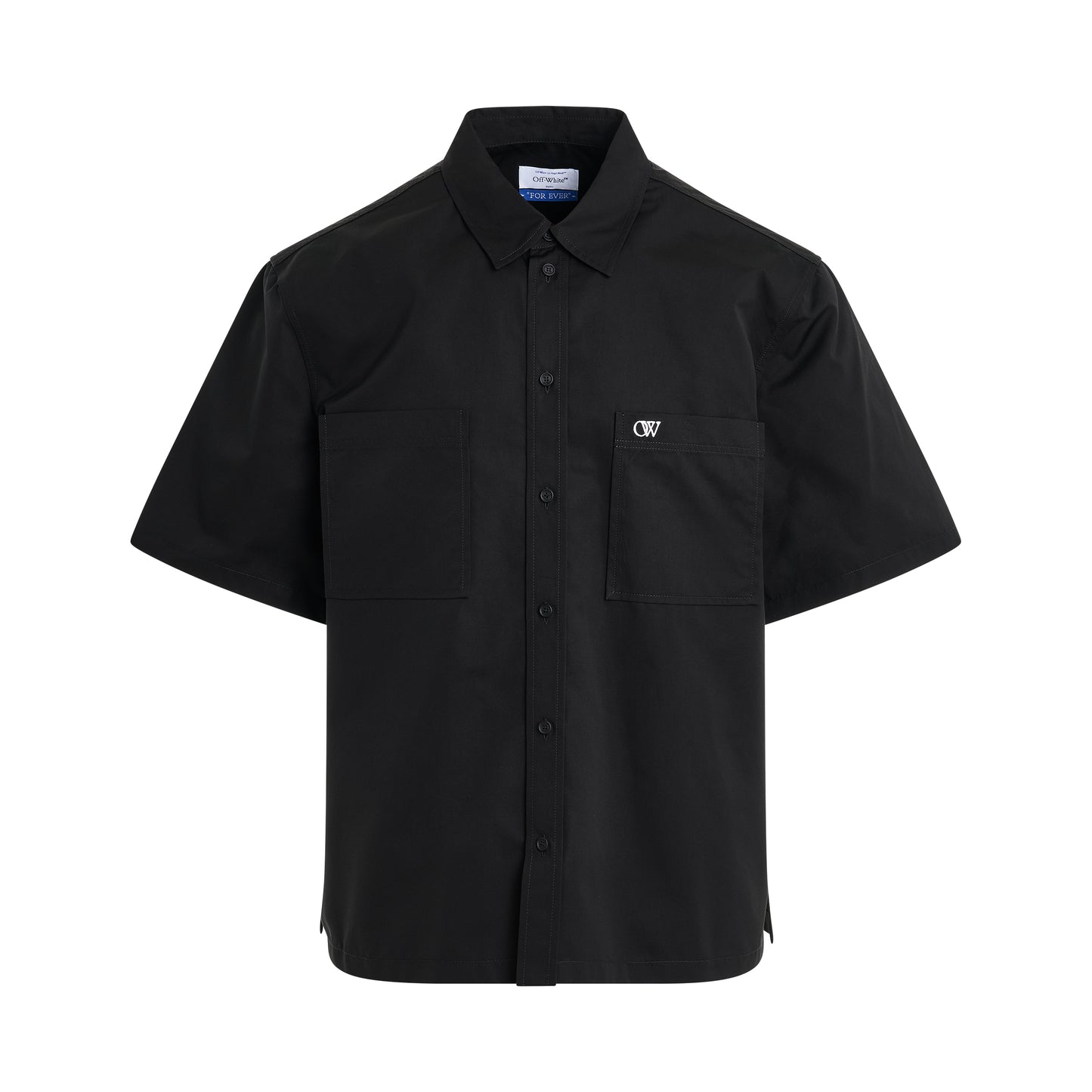 OW Embroidered Heavy Cotton Summer Shirt in Black/White