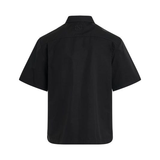 OW Embroidered Heavy Cotton Summer Shirt in Black/White