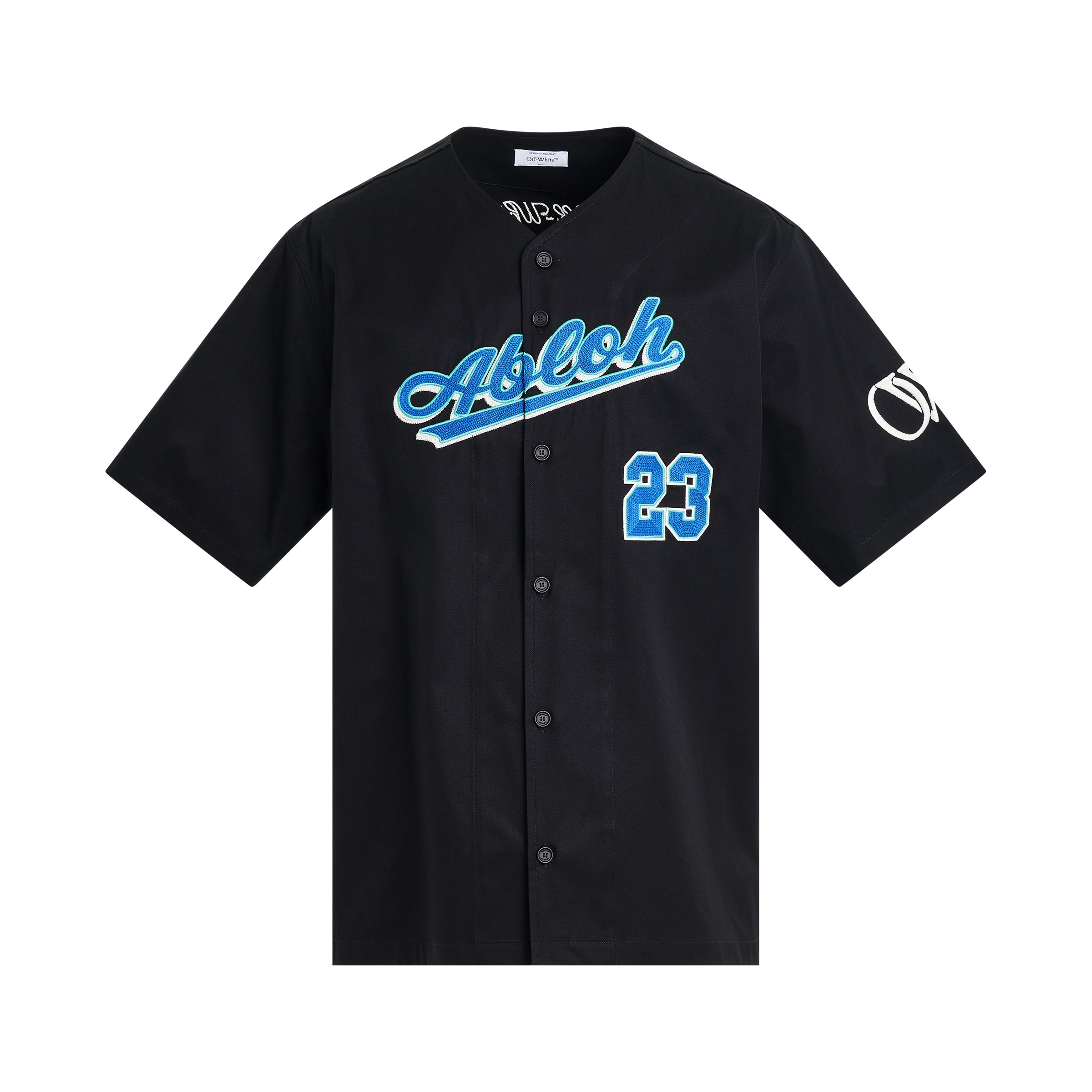 Baseball Cotton Short-sleeve Shirt in Black/Reflex Blue