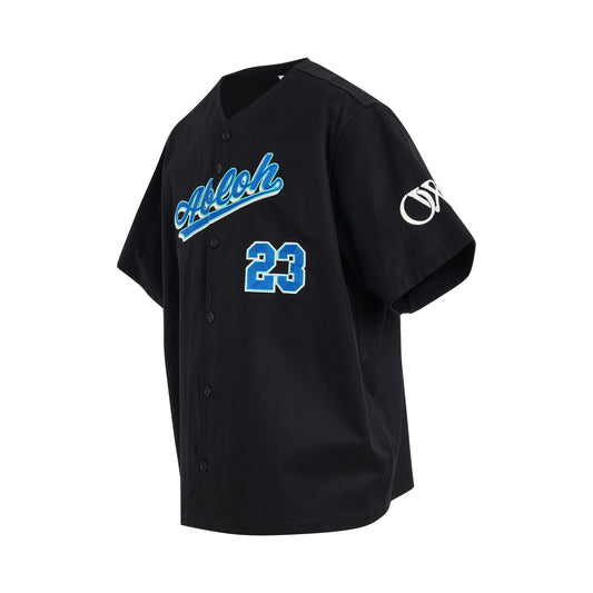 Baseball Cotton Short-sleeve Shirt in Black/Reflex Blue