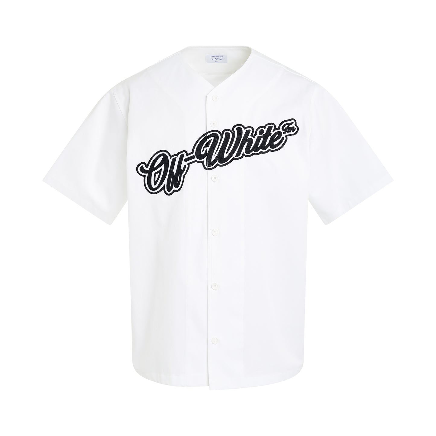 Baseball Cotton Short-sleeve Shirt in White/Black