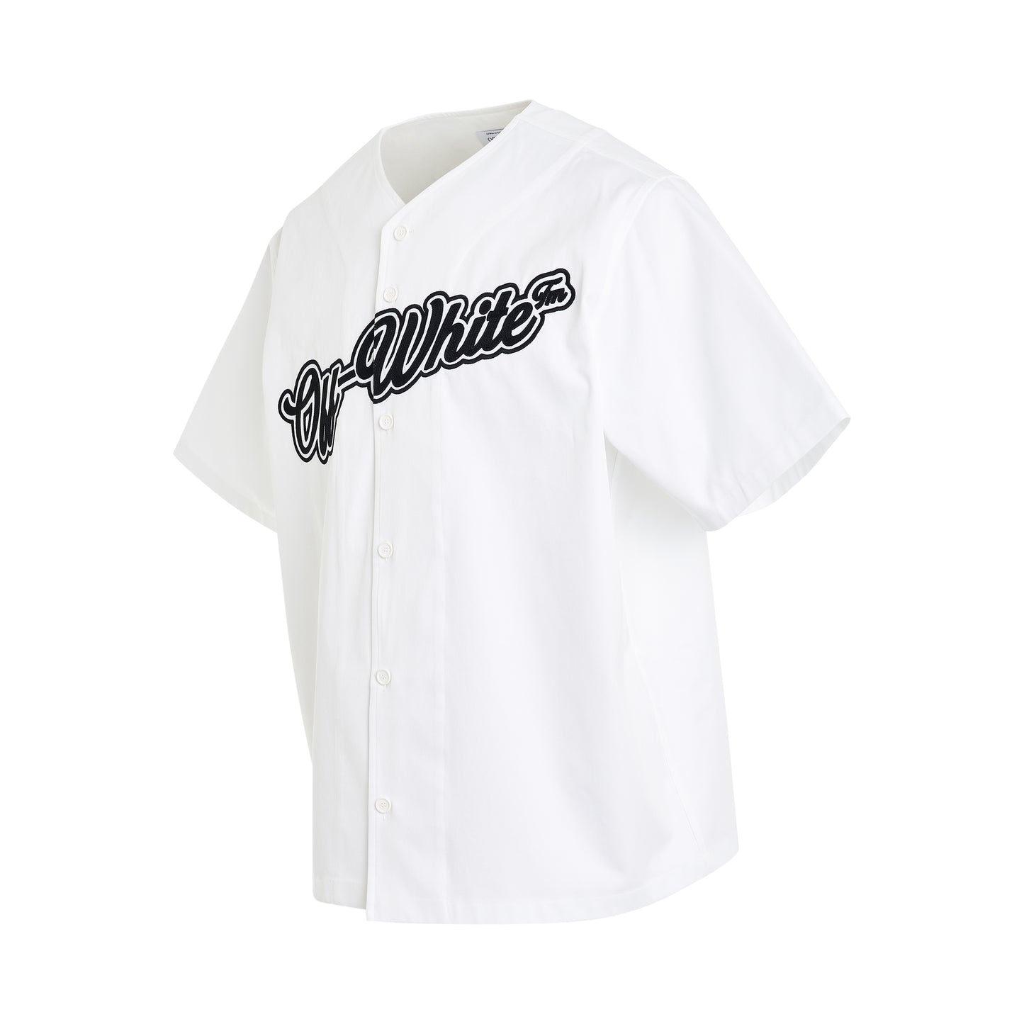 Baseball Cotton Short-sleeve Shirt in White/Black