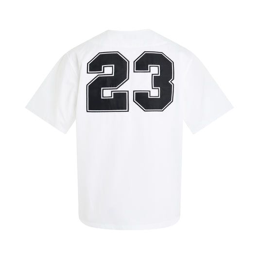 Baseball Cotton Short-sleeve Shirt in White/Black